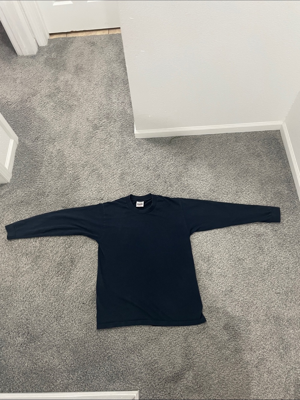 Men's Navy Crewneck Long-Sleeve Sweater